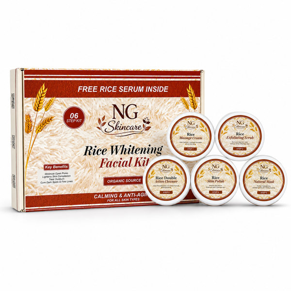 Rice Extract Facial Kit For Bright & Glowing Skin – 6-Step Complete Facial Kit (Free Rice Serum Inside)